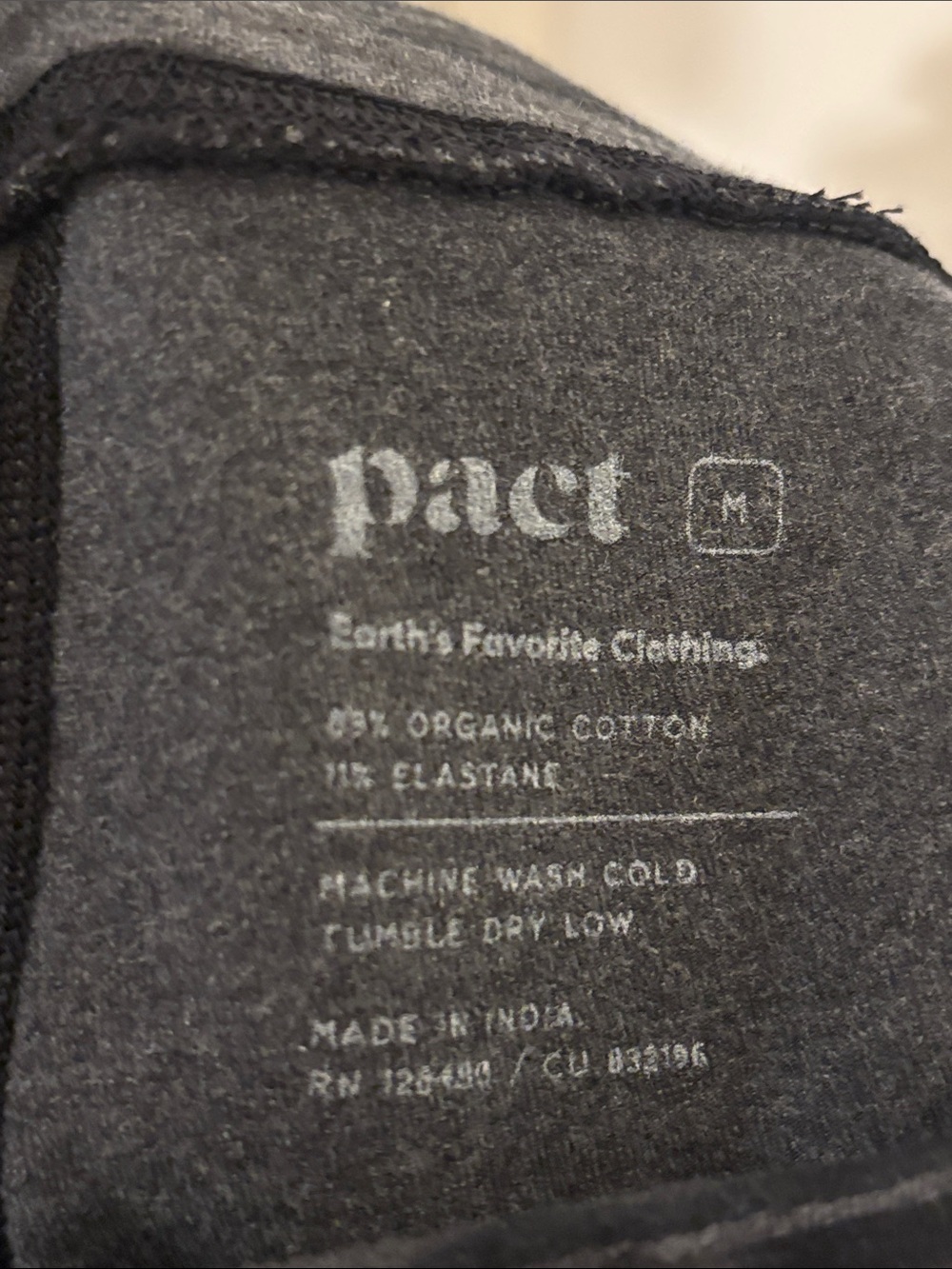 Pact Organic 7/8 Pocket Charcoal Black Heathered Leggings - Picture 5 of 5